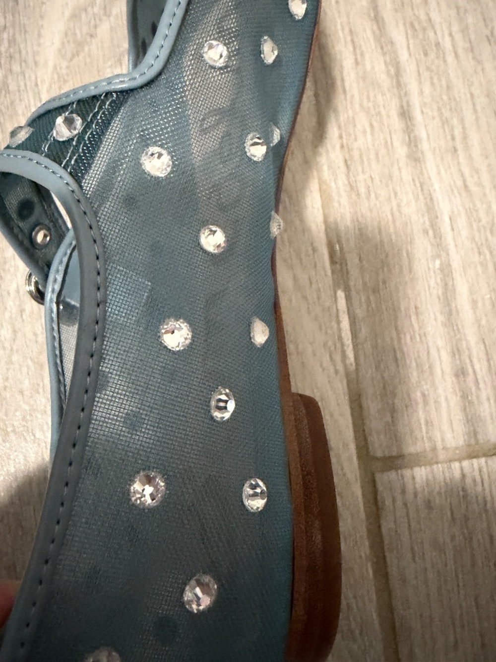 LIKE NEW! Women's Sam Edelman Michaela Shine Blue Rhinestone Flat - 8 - Picture 7 of 13